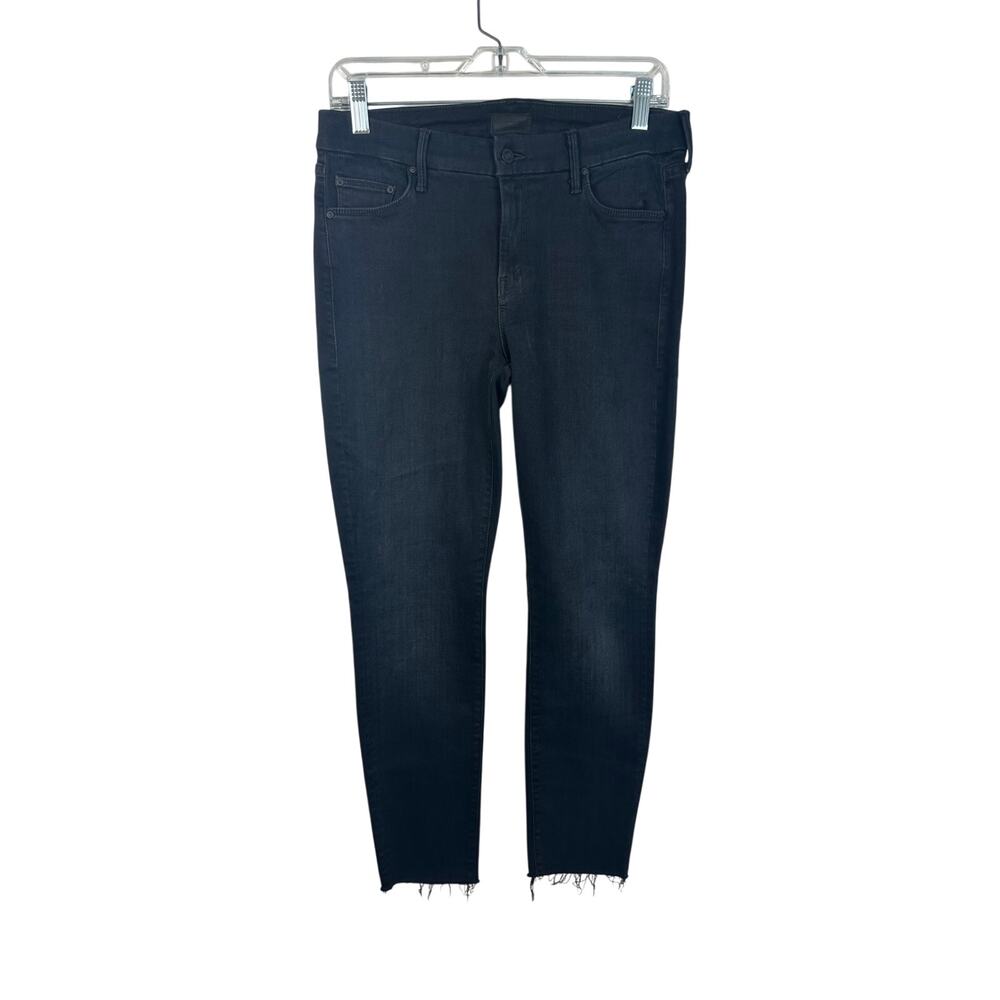 Mother The Looker Ankle Fray Women 29 Black Excellent Raw Hem Skinny Jeans